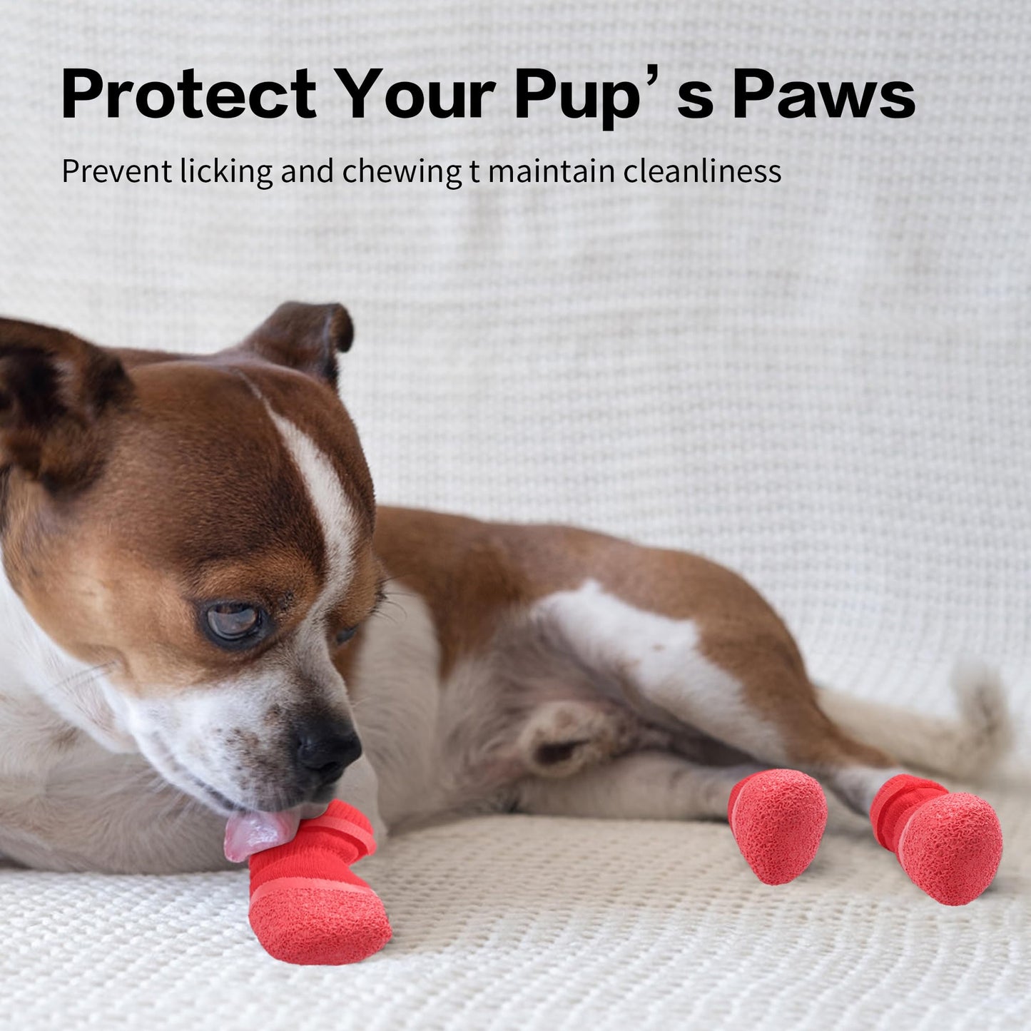 Anti Slip Dog Socks For Hardwood Floors To Prevent Licking Paws, Dog Shoes For Hot Pavement Double Sides Dog Boots & Paw Protectors Booties -4Pcs