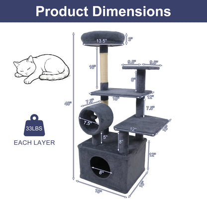 48 Inches Tall Multi-Level Cat Tree