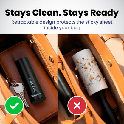 Mini Lint Roller for Pet Hair with 2 Refills