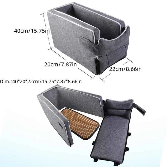 Car Center Console Pet Bed – Non-Slip Safety Seat for Small Dogs and Cats