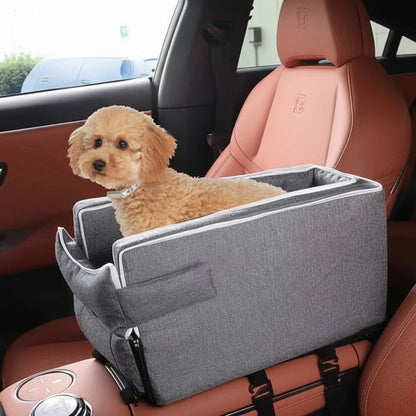 Car Center Console Pet Bed – Non-Slip Safety Seat for Small Dogs and Cats