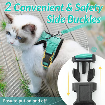 Cat Harness and Leash – Soft Adjustable Escape-Proof Vest for Walking Cats
