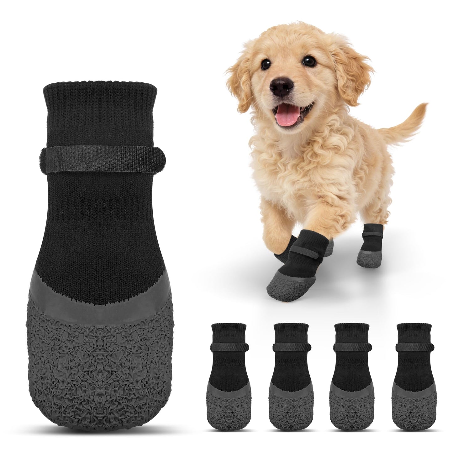 Anti Slip Dog Socks For Hardwood Floors To Prevent Licking Paws, Dog Shoes For Hot Pavement Double Sides Dog Boots & Paw Protectors Booties -4Pcs